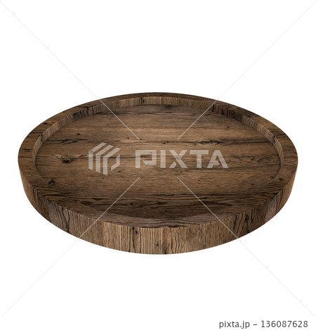wooden round board isolated on white 136087628