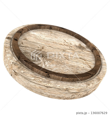 brown wood bowl on white background 136087629