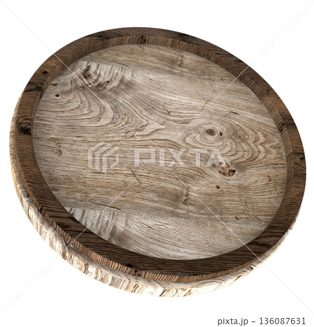 wooden round board on white background wooden round board on white background 136087631