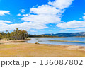Lake Wartook reservoir landscape with rolling hills and dramatic clouds, Grampians National Park 136087802