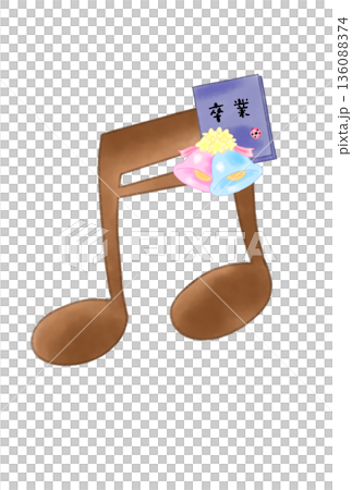 Musical notes with graduation album 136088374