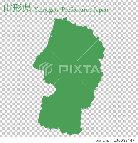 日本のベクターイラスト地図素材：山形県全体地図 136088447