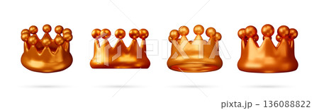 3D Four golden crowns set 3D Four golden crowns set 136088822