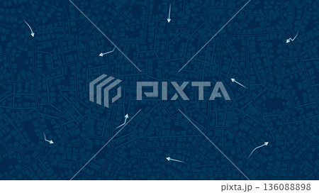 Location tracking. GPS navigation markers on map. Cty map featuring directional signs, an intended arrows. Abstract plan highlights. Vector illustration Location tracking. GPS navigation markers on map. Cty map featuring directional signs, an intended arrows. Abstract plan highlights. Vector illustration 136088898