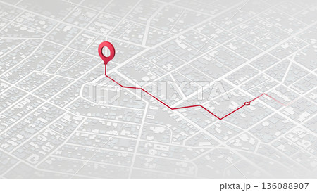 Isometric GPS navigation map with location pin for tracking. Abstract map visualization street navigation, pin pointing positions with accuracy. Concept of route tracking, vector illustration Isometric GPS navigation map with location pin for tracking. Abstract map visualization street navigation, pin pointing positions with accuracy. Concept of route tracking, vector illustration 136088907