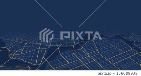 Abstract transportation background. Detailed perspective view of city. Decorative graphic tourist map. Vector, illustration. Abstract transportation background. Detailed perspective view of city. Decorative graphic tourist map. Vector, illustration. 136088938