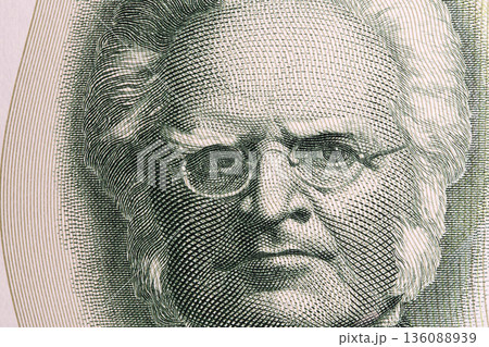 Bjornstjerne Bjornson a closeup portrait from Norwegian money 136088939