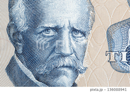 Fridtjof Nansen a closeup portrait from Norwegian money 136088941