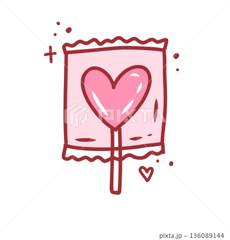 Coquette sweet candy, cute hand drawn element. Vector illustration in doodle style 136089144