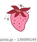 Coquette strawberry, cute hand drawn element. Vector illustration in doodle style 136089149