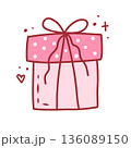 Coquette present, cute hand drawn element. Vector illustration in doodle style 136089150