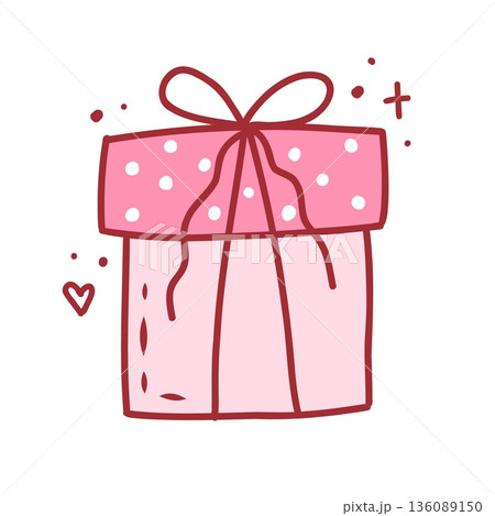 Coquette present, cute hand drawn element. Vector illustration in doodle style Coquette present, cute hand drawn element. Vector illustration in doodle style 136089150