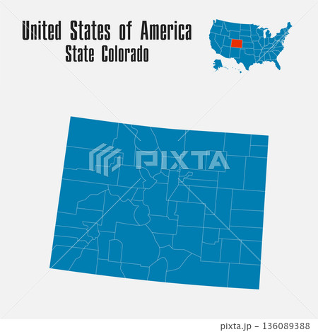 Vector map of the USA - State Colorado 136089388