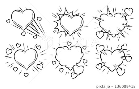 Set of Valentine speech bubbles. Romantic clouds and backgrounds in comic style. Love greeting cards. 136089418