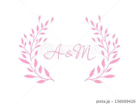 Wedding frame for invitation card. Marriage background with pretty stylized floral plants twigs. Wedding frame for invitation card. Marriage background with pretty stylized floral plants twigs. 136089426