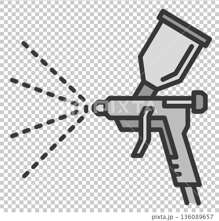 DIYで塗料をスプレーしてペイントするエアスプレーのイラスト 136089657