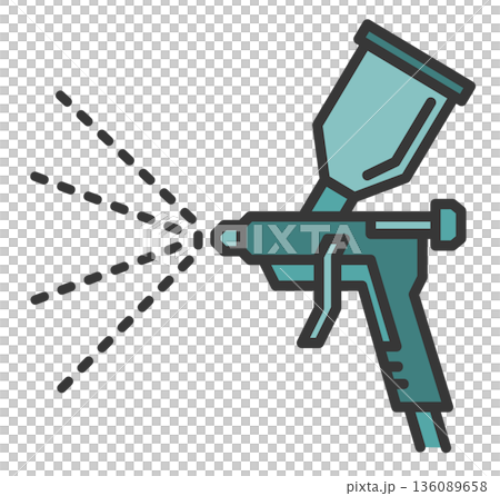 Illustration of an air sprayer spraying paint with DIY paint 136089658