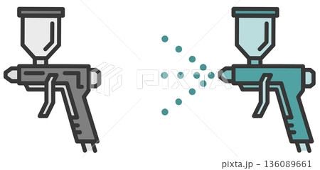 DIYで塗料をスプレーしてペイントするエアスプレーのイラスト DIYで塗料をスプレーしてペイントするエアスプレーのイラスト 136089661