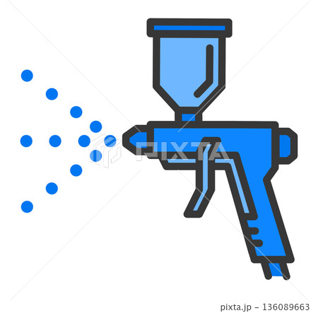 DIYで塗料をスプレーしてペイントするエアスプレーのイラスト 136089663