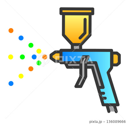 DIYで塗料をスプレーしてペイントするエアスプレーのイラスト 136089666