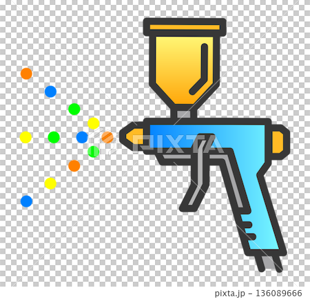 DIYで塗料をスプレーしてペイントするエアスプレーのイラスト 136089666