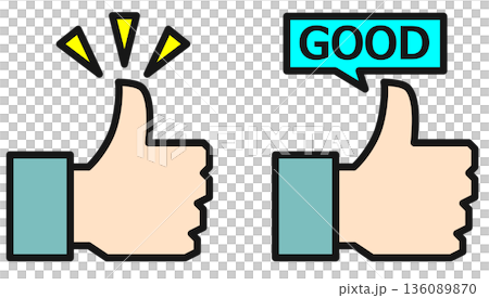 Illustration of a gesture of like or recommend with a finger 136089870