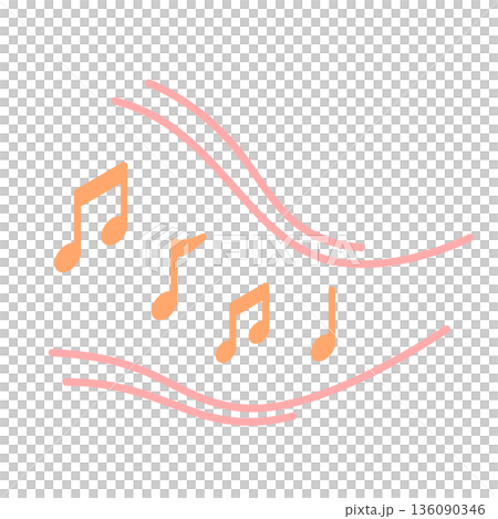 An image illustration of a sound, melody, or notification sound. An illustration icon of flowing musical notes. An image illustration of a sound, melody, or notification sound. An illustration icon of flowing musical notes. 136090346
