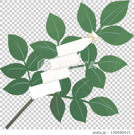 Shrine tamagushi - Vector illustration of offerings used in Shinto rituals Shrine tamagushi - Vector illustration of offerings used in Shinto rituals 136090415