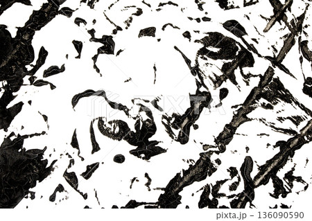 Acrylic Black Ink Paint Splatters and Spots Blot on White for Background Acrylic Black Ink Paint Splatters and Spots Blot on White for Background 136090590