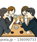 飲み会で乾杯しているイラスト 136090733
