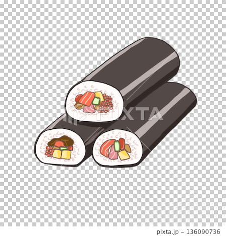 Illustration of stacked ehomaki 136090736