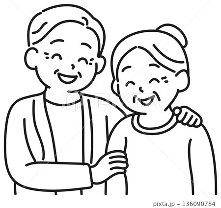寄り添うシニアカップル 136090784