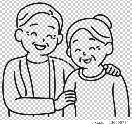 寄り添うシニアカップル 136090784