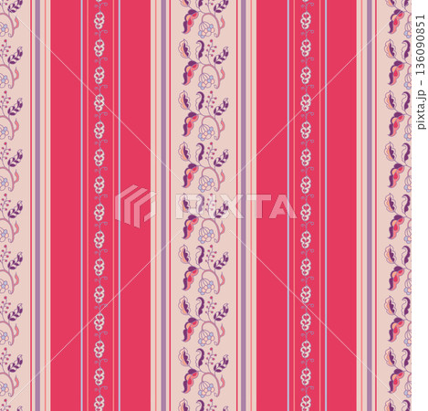 Vintage Folk Stripe Border Pattern Print 136090851