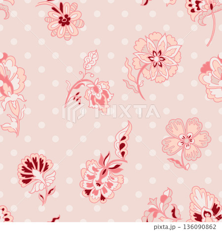 Folk Botanical Accent Motif Print 136090862