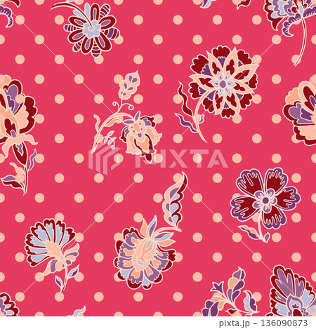 Folk Floral Polka Dot Vintage Pattern Folk Floral Polka Dot Vintage Pattern 136090873