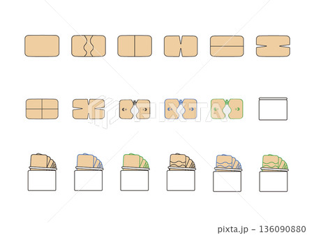 シンプルフラットな茶色い湿布のイラストセット 136090880