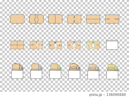 シンプルフラットな茶色い湿布のイラストセット 136090880