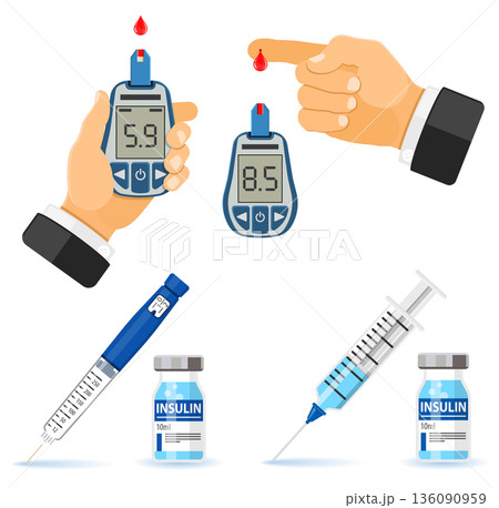 Diabetes Banners with Glucometer Syringe Diabetes Banners with Glucometer Syringe 136090959