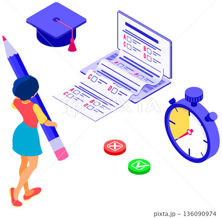 Online distance education exam test 136090974