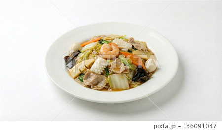 中華丼の具 八宝菜 あんかけ 飲茶 点心 食べ放題メニュー 白バック 中華丼の具 八宝菜 あんかけ 飲茶 点心 食べ放題メニュー 白バック 136091037