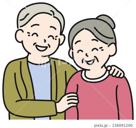 寄り添うシニアカップル 寄り添うシニアカップル 136091200