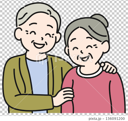 寄り添うシニアカップル 寄り添うシニアカップル 136091200