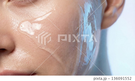 Deep Hydration Moisture Barrier On Female Face Glass Skin Look 136091552