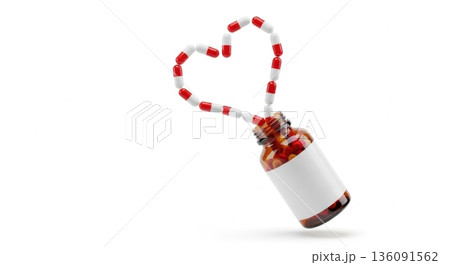 Heart Shape Formed by Capsules from Medical Jar 136091562