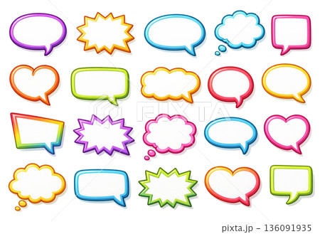 カラフルな吹き出しセット 136091935
