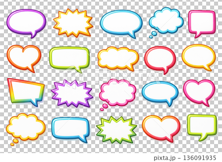 カラフルな吹き出しセット 136091935