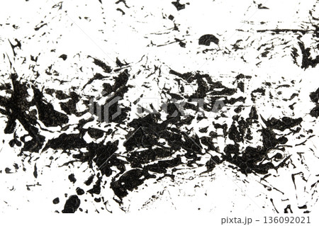Acrylic Black Ink Paint Splatters and Spots Blot on White for Background 136092021