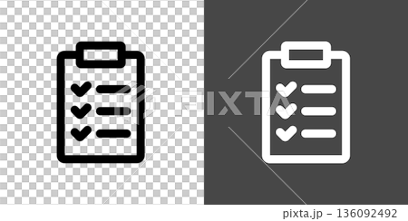 黑白簡約剪貼簿和清單圖示插圖集 136092492