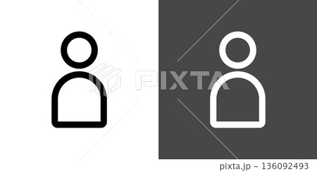 シンプルな人・人物・ユーザーアイコンイラストセット　白黒 136092493